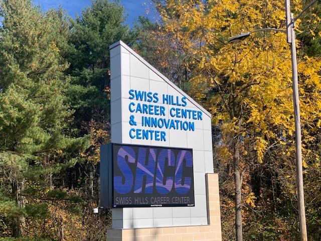 Swiss Hills Career & Innovation Center Sign